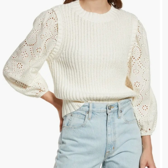 Rails Sweaters - Rails | Dhalia Eyelet Sleeve Sweater